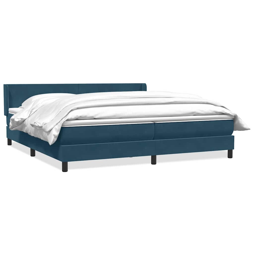 Κρεβάτι Boxspring με Στρώμα Σκούρο Μπλε 200x220 εκ. Βελούδινο - Pakobazaar