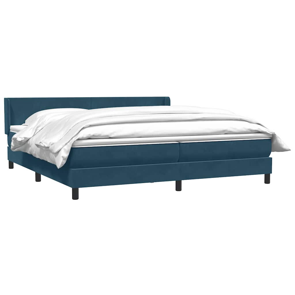 Κρεβάτι Boxspring με Στρώμα Σκούρο Μπλε 200x220 εκ. Βελούδινο - Pakobazaar