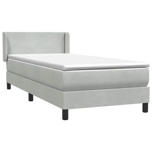 Box Spring κρεβάτι με στρώμα ανοιχτό γκρι 80x220 cm Βελούδινο