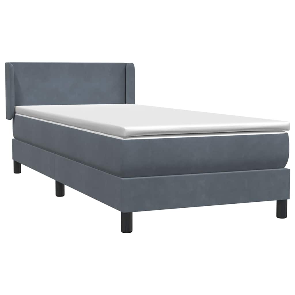Κρεβάτι Boxspring με Στρώμα Σκούρο Γκρι 80x220 εκ. Βελούδινο