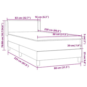 Box Spring κρεβάτι με στρώμα σκούρο πράσινο 80x220εκ. Βελούδινο - Pakobazaar