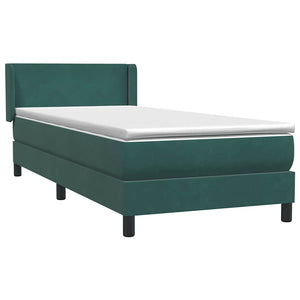 Box Spring κρεβάτι με στρώμα σκούρο πράσινο 80x220εκ. Βελούδινο - Pakobazaar