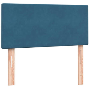 Κρεβάτι Boxspring με Στρώμα Σκούρο Μπλε 80x220 εκ. Βελούδινο