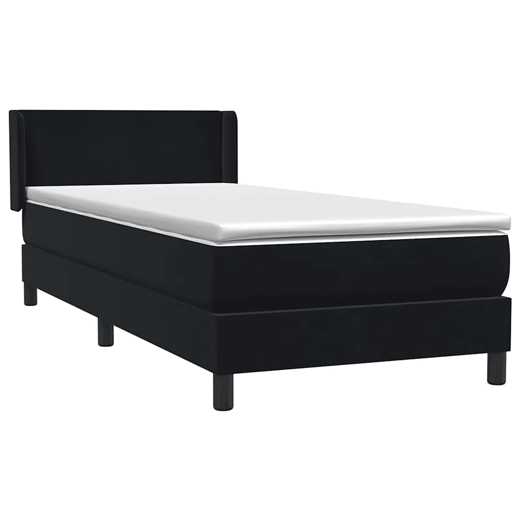 Κρεβάτι Boxspring με Στρώμα Μαύρο 90x220 εκ. Βελούδινο