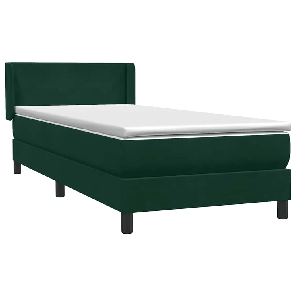 Box Spring κρεβάτι με στρώμα σκούρο πράσινο 90x220 cm Velvet - Pakobazaar
