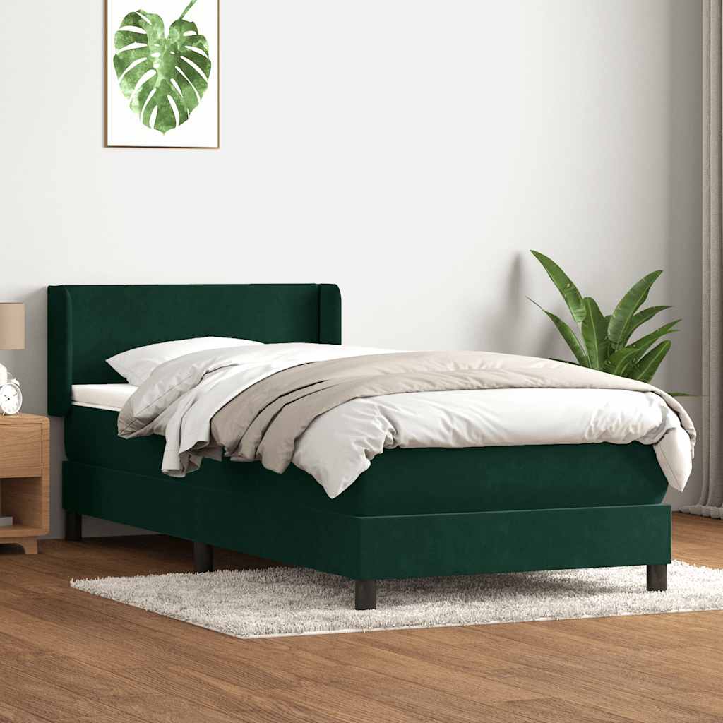Box Spring κρεβάτι με στρώμα σκούρο πράσινο 90x220 cm Velvet - Pakobazaar