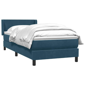 Κρεβάτι Boxspring με Στρώμα Σκούρο Μπλε 90x220 εκ. Βελούδινο - Pakobazaar