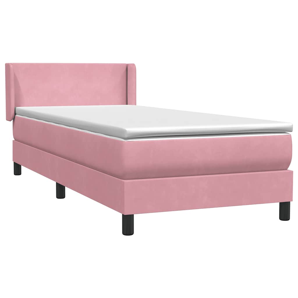 Κρεβάτι Boxspring με Στρώμα Ροζ 90x220 εκ. Βελούδινο