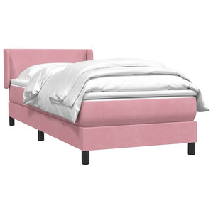 Κρεβάτι Boxspring με Στρώμα Ροζ 90x220 εκ. Βελούδινο