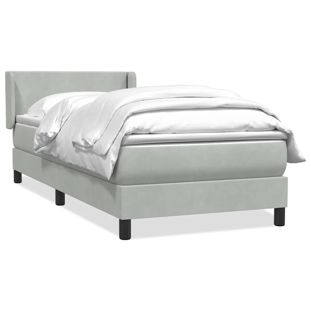 Box Spring κρεβάτι με στρώμα ανοιχτό γκρι 100x220 εκ. Βελούδινο - Pakobazaar