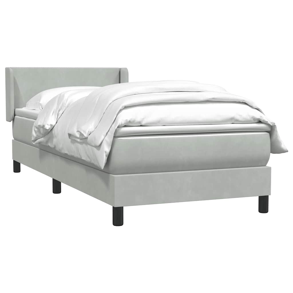 Box Spring κρεβάτι με στρώμα ανοιχτό γκρι 100x220 εκ. Βελούδινο - Pakobazaar