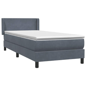 Box Spring Κρεβάτι με στρώμα Σκούρο γκρι 100x220 εκ. Βελούδινο - Pakobazaar