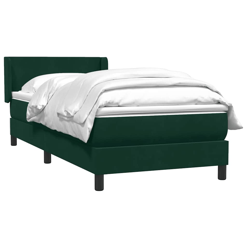 Box Spring κρεβάτι με στρώμα σκούρο πράσινο 100x220cm Βελούδινο - Pakobazaar