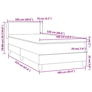 Box Spring κρεβάτι με στρώμα σκούρο πράσινο 100x220cm Βελούδινο - Pakobazaar