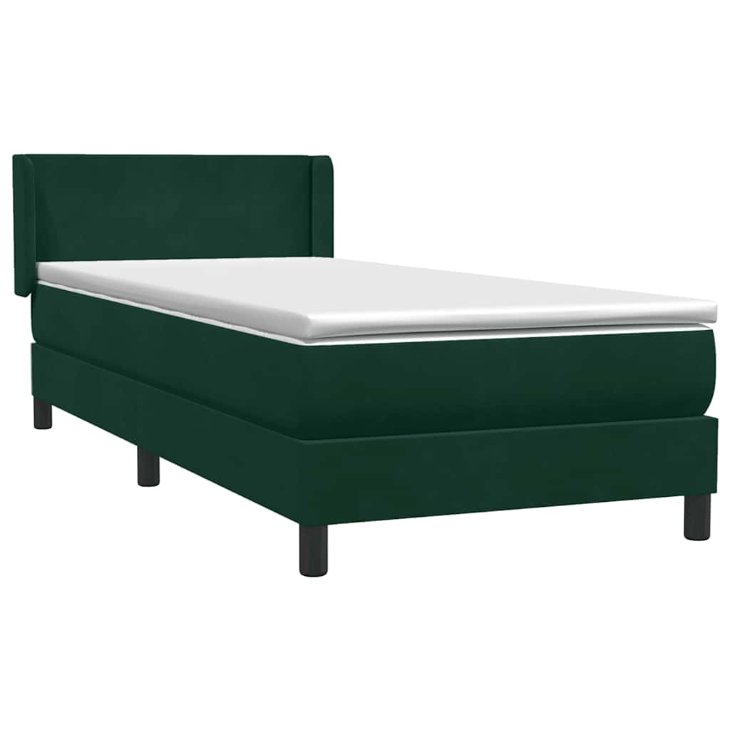Box Spring κρεβάτι με στρώμα σκούρο πράσινο 100x220cm Βελούδινο - Pakobazaar