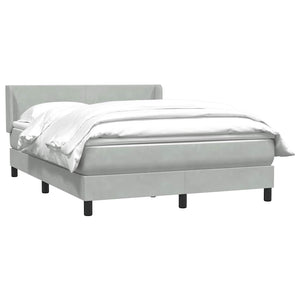 Κρεβάτι Boxspring με Στρώμα Ανοιχτό Γκρι 140x220 εκ. Βελούδινο - Pakobazaar