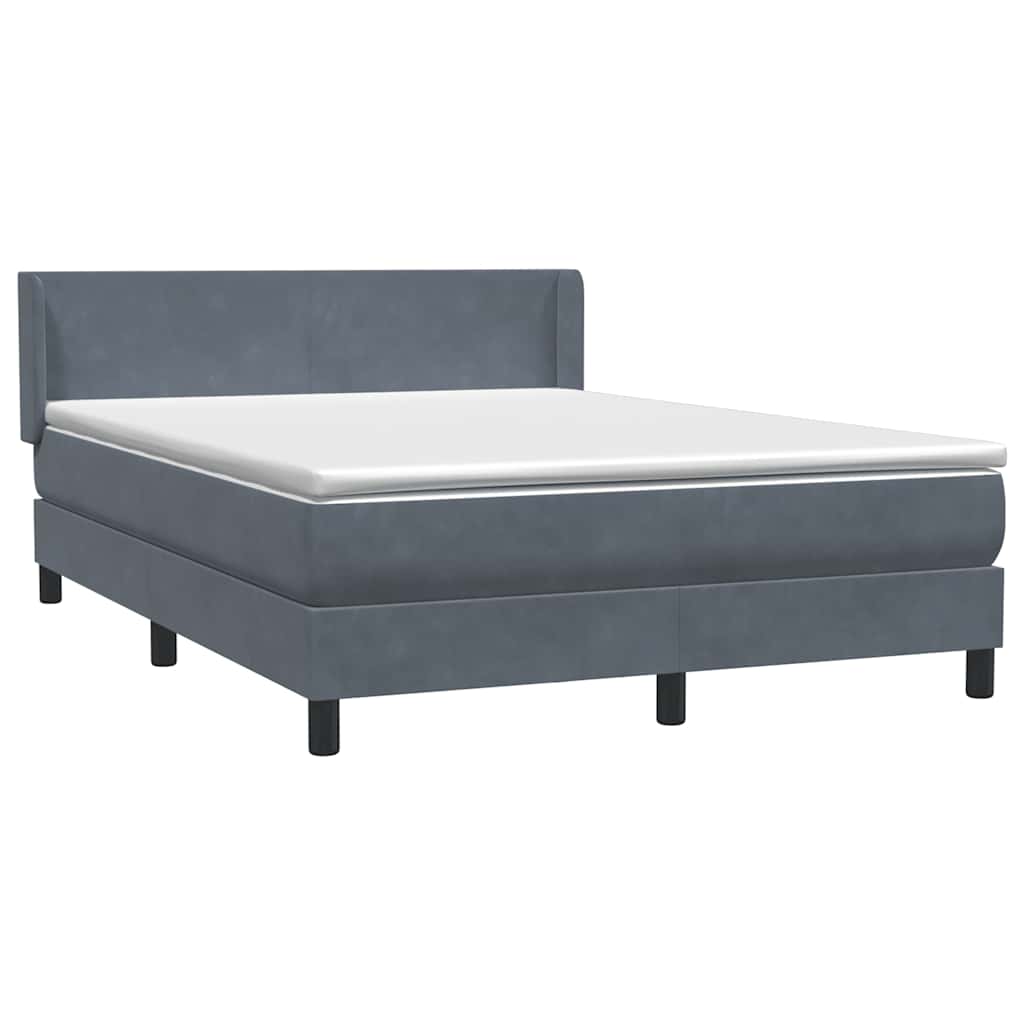 Box Spring Κρεβάτι με στρώμα Σκούρο γκρι 140x220 cm Βελούδινο