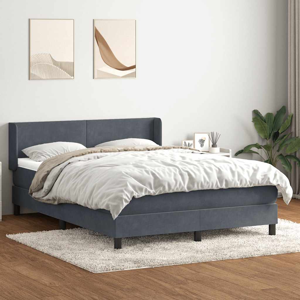 Box Spring Κρεβάτι με στρώμα Σκούρο γκρι 140x220 cm Βελούδινο