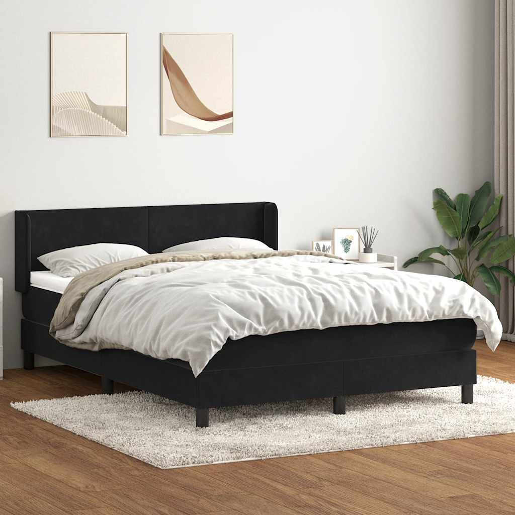Box Spring Κρεβάτι με στρώμα Μαύρο 140x220 cm Βελούδινο