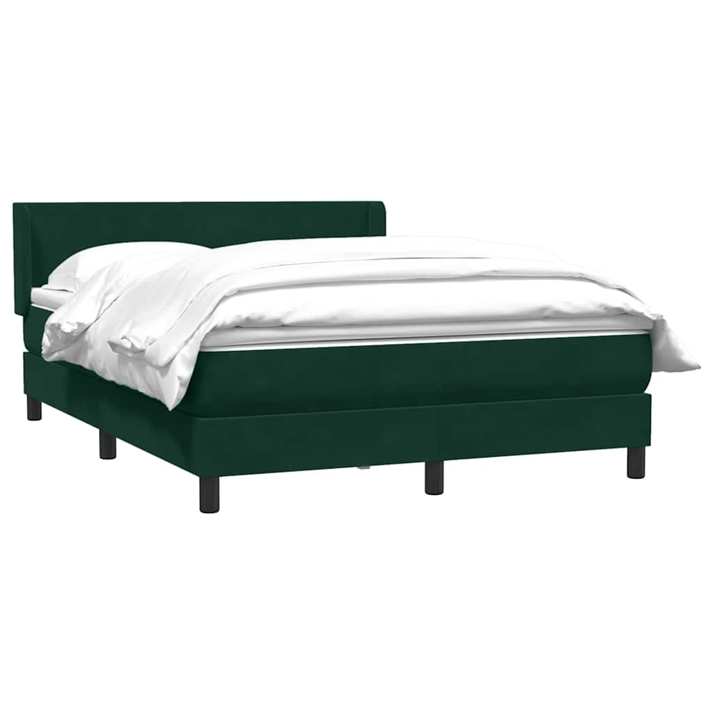 Box Spring Κρεβάτι με στρώμα Σκούρο πράσινο 140x220cm Βελούδινο