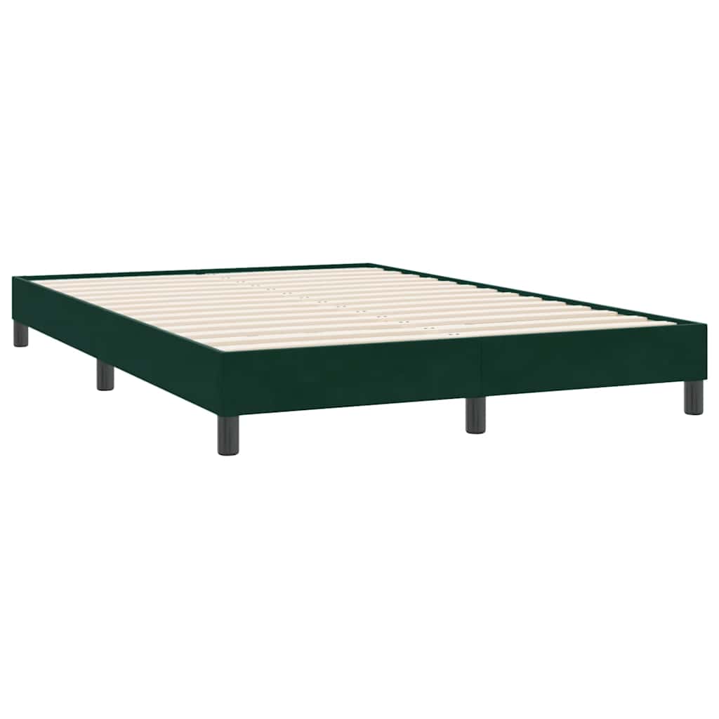 Box Spring Κρεβάτι με στρώμα Σκούρο πράσινο 140x220cm Βελούδινο