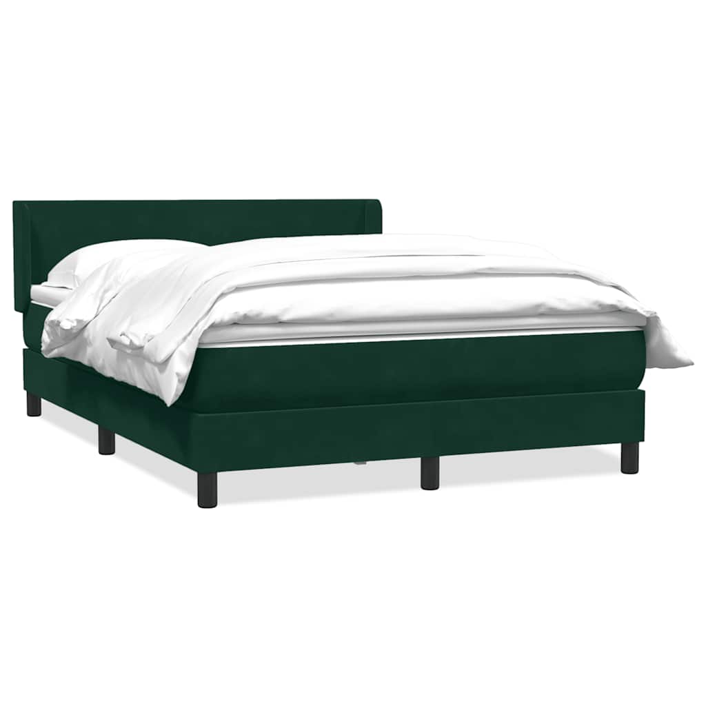 Box Spring Κρεβάτι με στρώμα Σκούρο πράσινο 140x220cm Βελούδινο