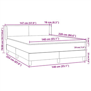 Box Spring κρεβάτι με στρώμα σκούρο μπλε 140x220 cm Βελούδινο