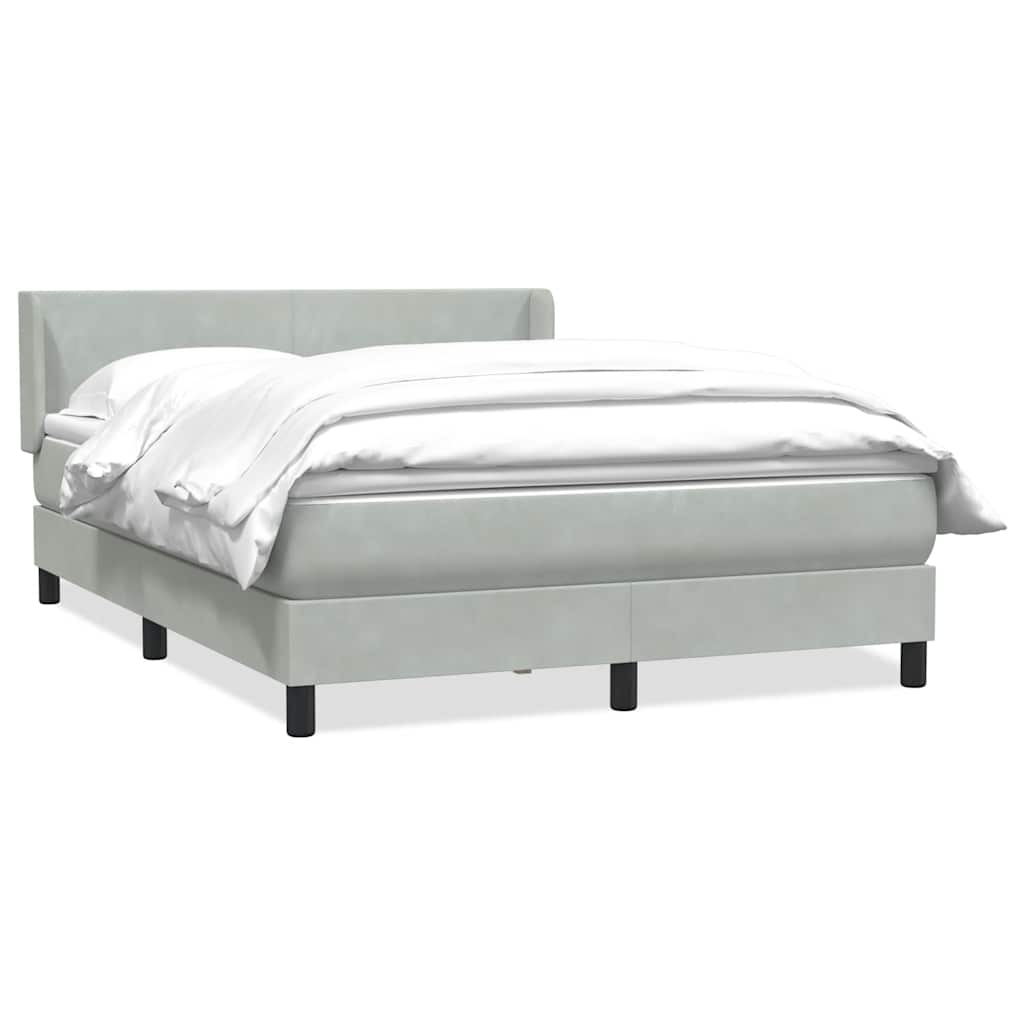 Κρεβάτι Boxspring με Στρώμα Ανοιχτό Γκρι 160x220 εκ. Βελούδινο