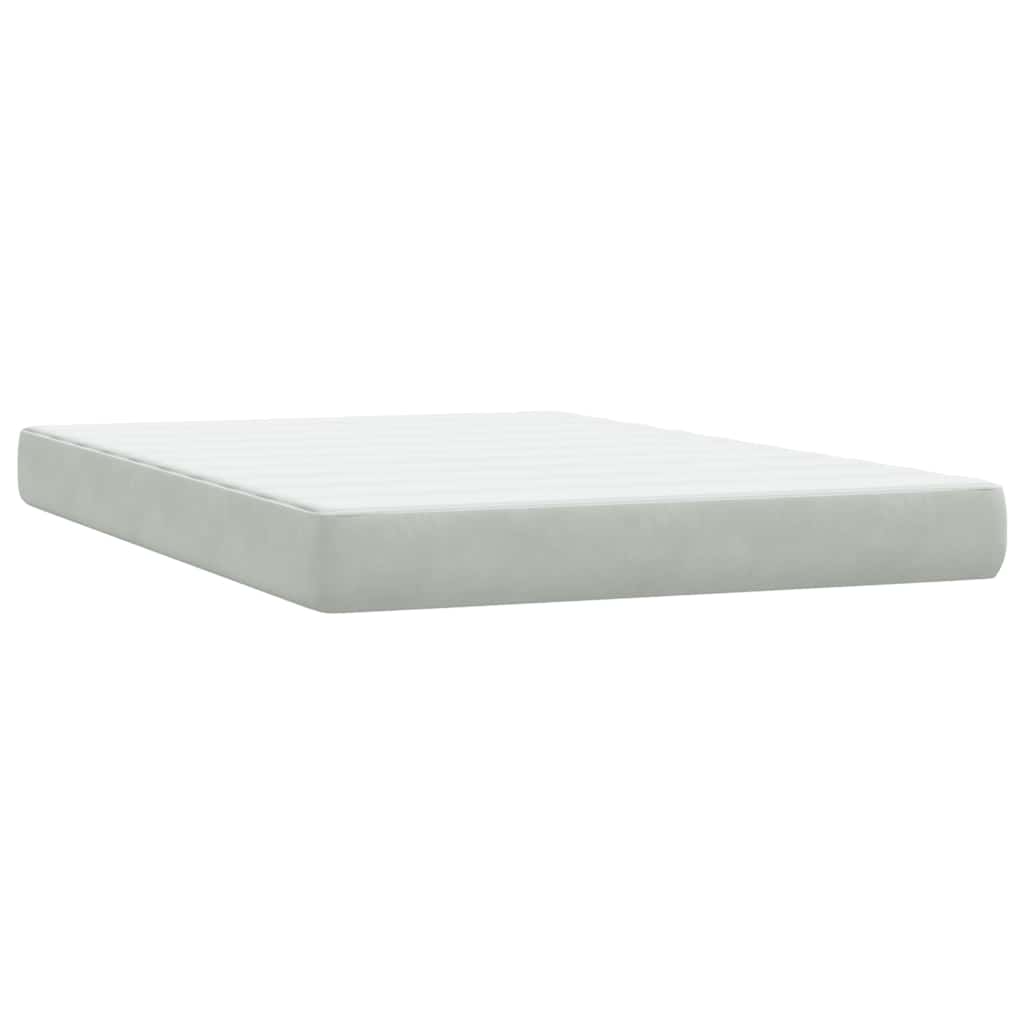 Κρεβάτι Boxspring με Στρώμα Ανοιχτό Γκρι 160x220 εκ. Βελούδινο