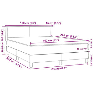 Box Spring Κρεβάτι με στρώμα Μαύρο 160x220 cm Βελούδινο - Pakobazaar