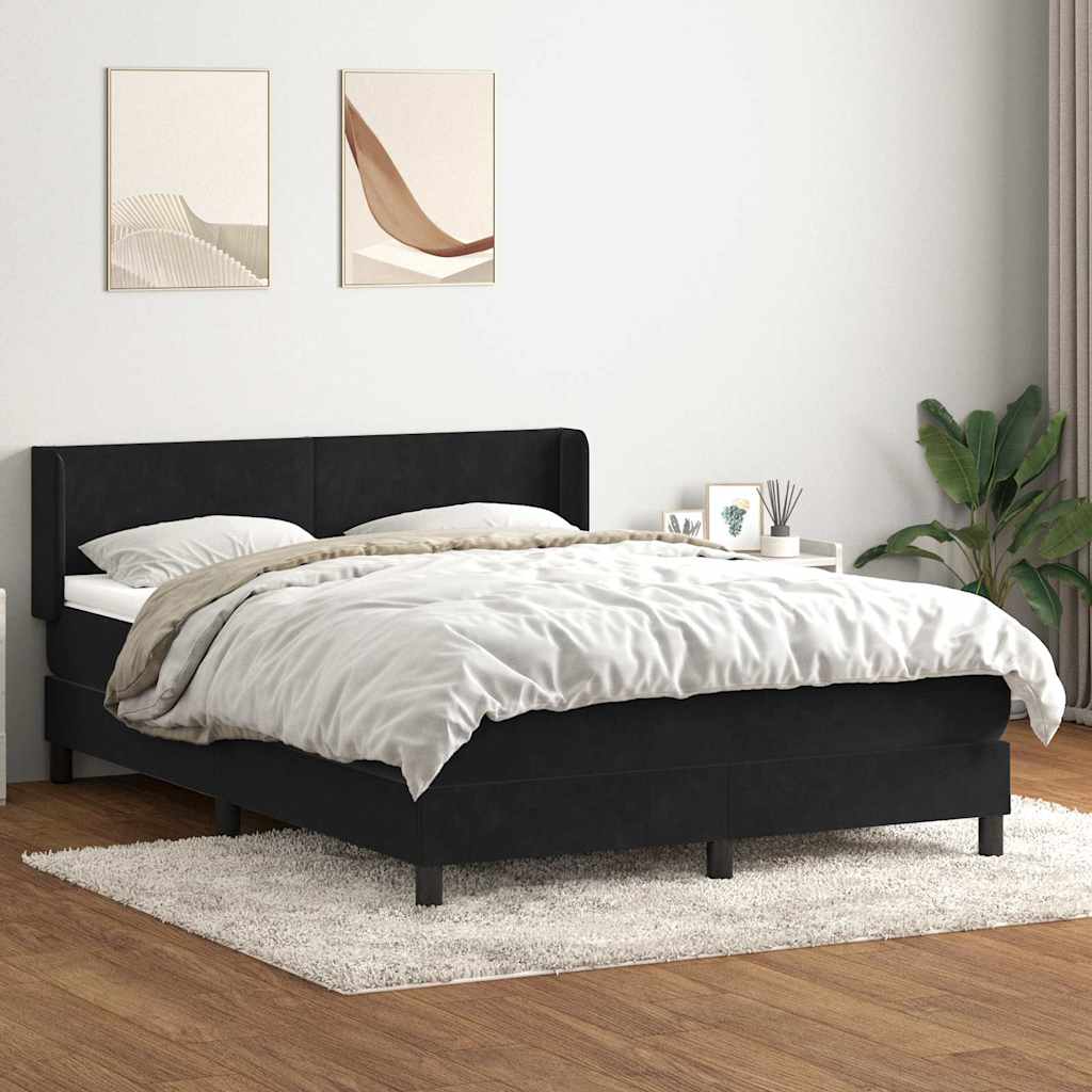 Box Spring Κρεβάτι με στρώμα Μαύρο 160x220 cm Βελούδινο - Pakobazaar