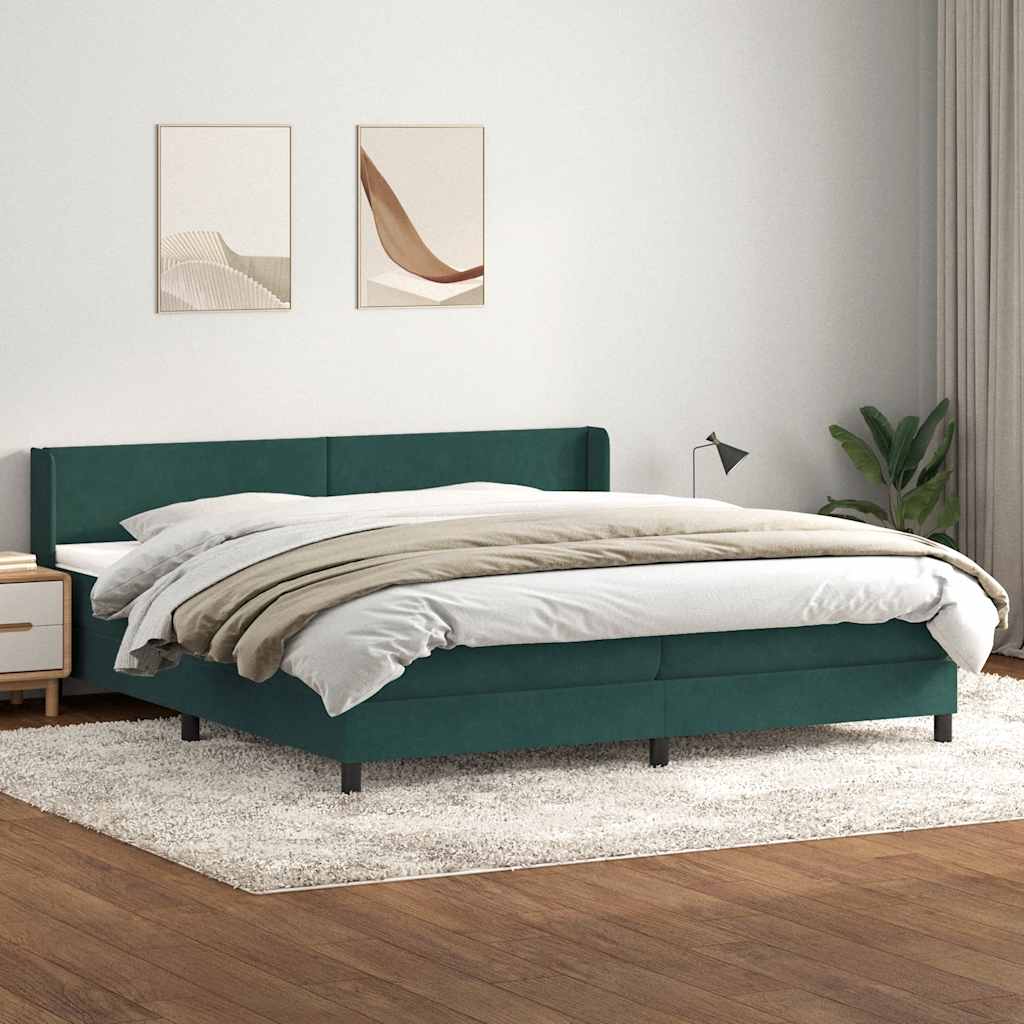 Box Spring κρεβάτι με στρώμα σκούρο πράσινο 180x220cm Βελούδινο - Pakobazaar