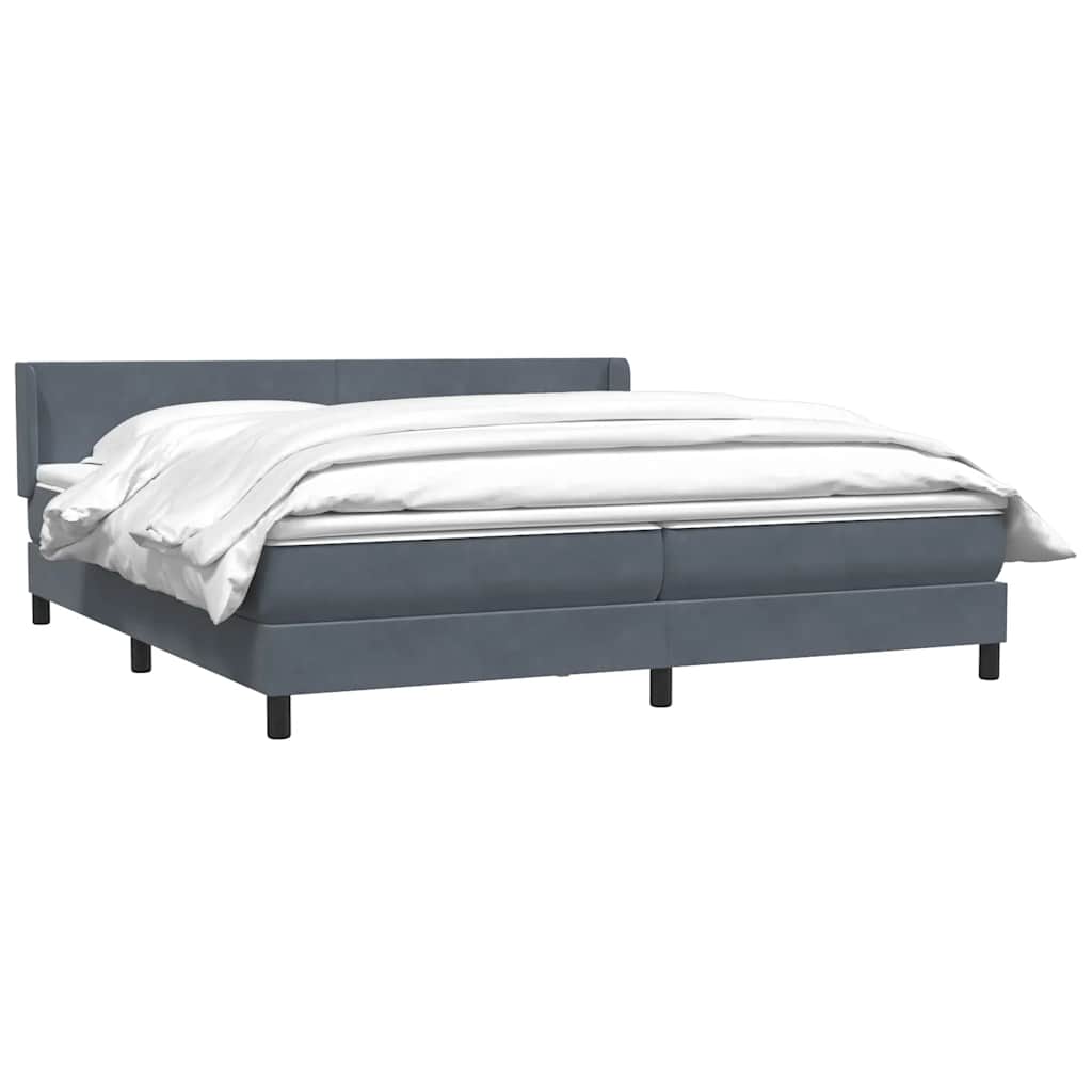 Box Spring Κρεβάτι με στρώμα Σκούρο γκρι 200x220 cm Βελούδινο