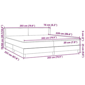 Box Spring Κρεβάτι με στρώμα Σκούρο γκρι 200x220 cm Βελούδινο - Pakobazaar