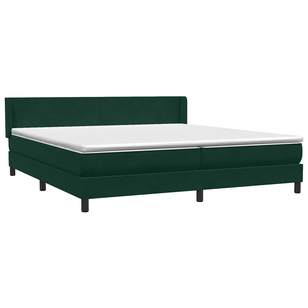 Box Spring Κρεβάτι με στρώμα Σκούρο πράσινο 200x220cm Βελούδινο - Pakobazaar