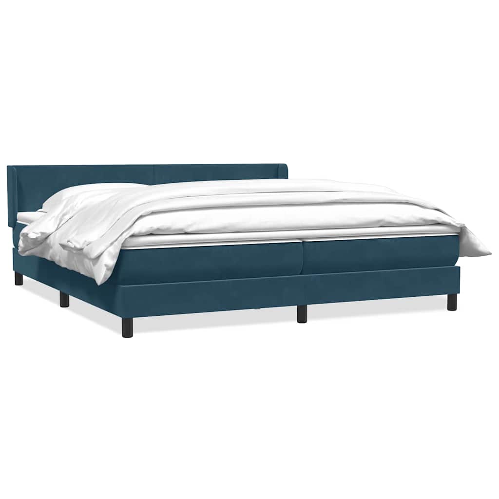 Box Spring κρεβάτι με στρώμα σκούρο μπλε 200x220 cm Βελούδινο - Pakobazaar