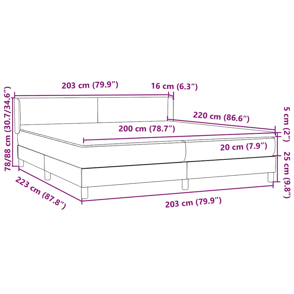 Box Spring κρεβάτι με στρώμα σκούρο μπλε 200x220 cm Βελούδινο - Pakobazaar