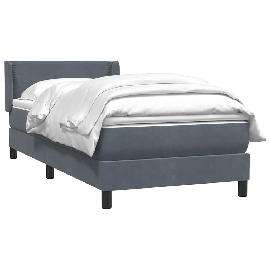 Box Spring Κρεβάτι με στρώμα Σκούρο γκρι 80x210 εκ. Βελούδινο - Pakobazaar