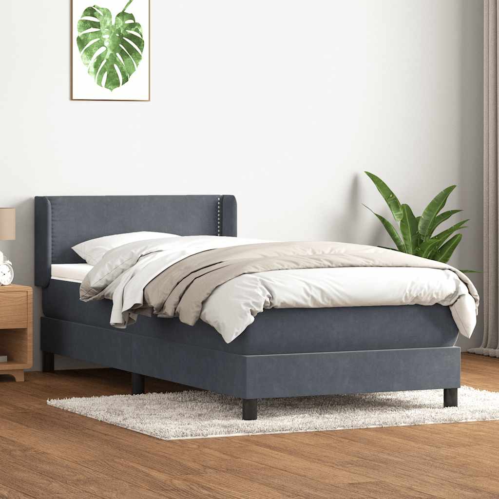 Box Spring Κρεβάτι με στρώμα Σκούρο γκρι 80x210 εκ. Βελούδινο - Pakobazaar