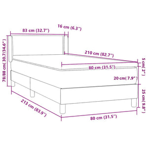Box Spring Κρεβάτι με στρώμα Μαύρο 80x210 εκ. Βελούδινο