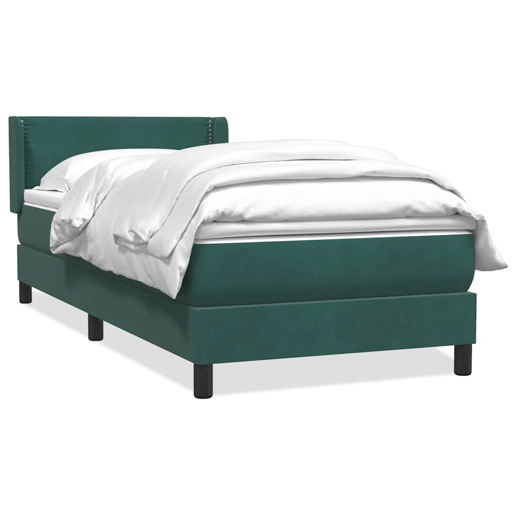 Box Spring Κρεβάτι με στρώμα Σκούρο πράσινο 80x210 cm Velvet - Pakobazaar