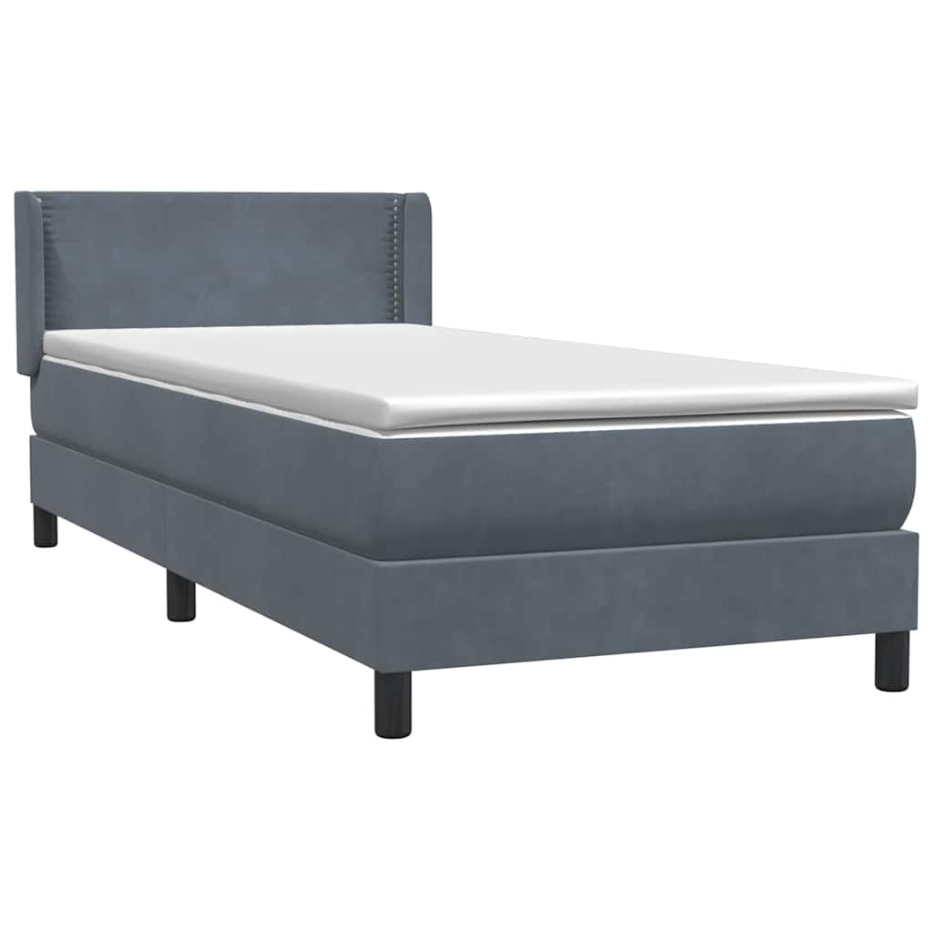 Κρεβάτι Boxspring με Στρώμα Σκούρο Γκρι 90x210 εκ. Βελούδινο