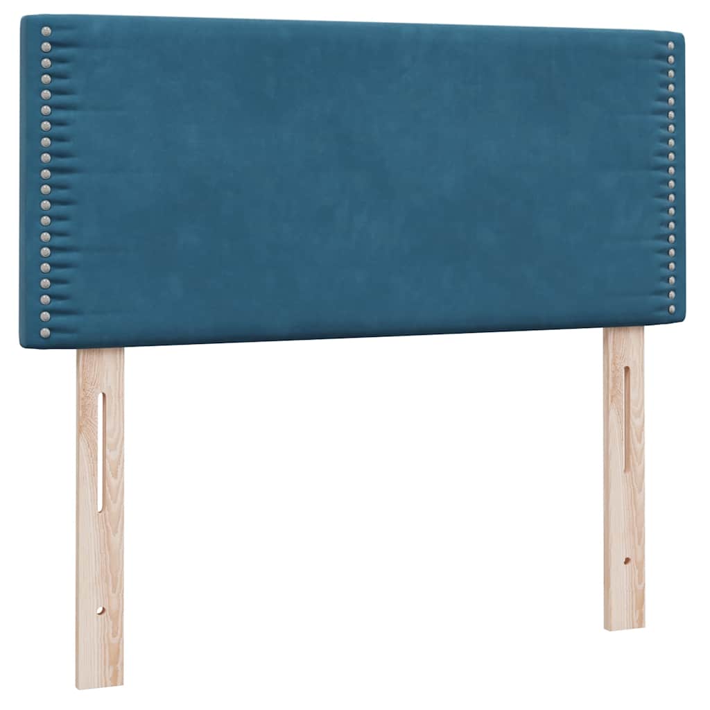 Box Spring κρεβάτι με στρώμα σκούρο μπλε 90x210 εκ. Βελούδινο