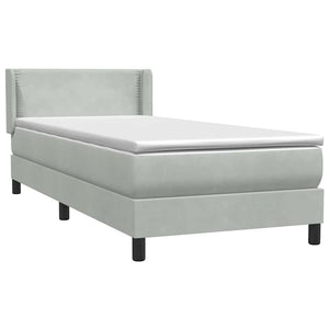 Κρεβάτι Boxspring με Στρώμα Ανοιχτό Γκρι 100x210 εκ. Βελούδινο - Pakobazaar