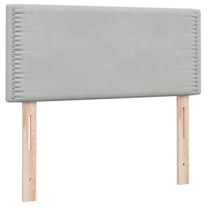 Κρεβάτι Boxspring με Στρώμα Ανοιχτό Γκρι 100x210 εκ. Βελούδινο - Pakobazaar
