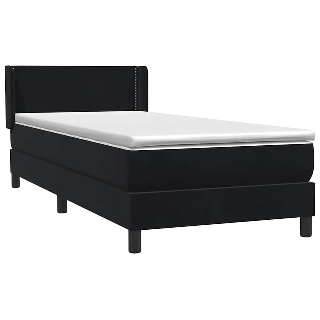 Box Spring Κρεβάτι με στρώμα Μαύρο 100x210 cm Βελούδινο - Pakobazaar
