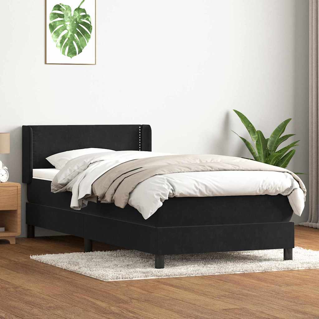 Box Spring Κρεβάτι με στρώμα Μαύρο 100x210 cm Βελούδινο - Pakobazaar
