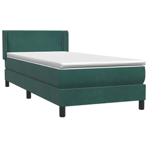 Κρεβάτι Boxspring με Στρώμα Σκούρο Πράσινο 100x210εκ. Βελούδινο - Pakobazaar