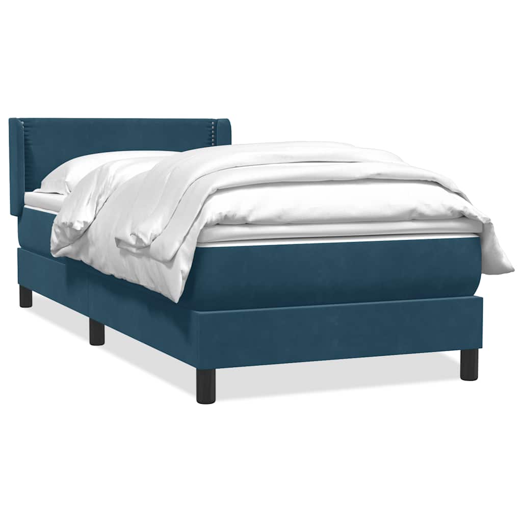 Κρεβάτι Boxspring με Στρώμα Σκούρο Μπλε 100x210 εκ. Βελούδινο - Pakobazaar