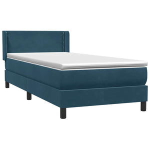 Κρεβάτι Boxspring με Στρώμα Σκούρο Μπλε 100x210 εκ. Βελούδινο - Pakobazaar